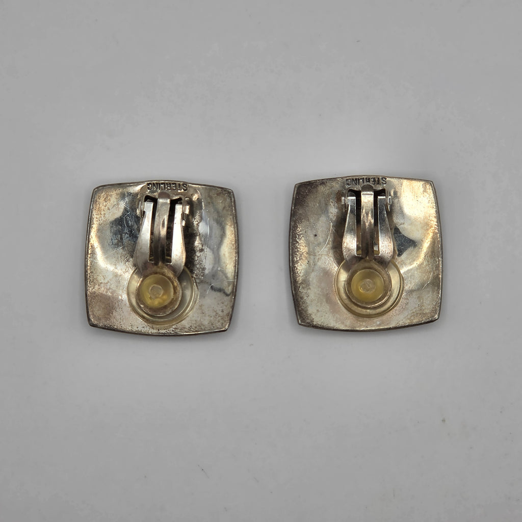 Vintage 925 Sterling Silver Scottish Thistle Floral Clip-On Earrings 21mm 5.59g