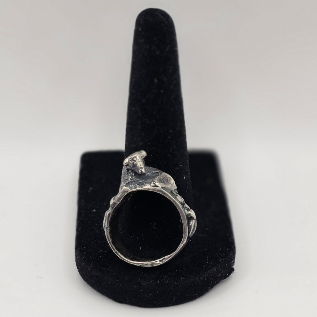 Antique 925 Sterling Silver Handmade Farm Animal Ring Size 7 Artisan Folk Art