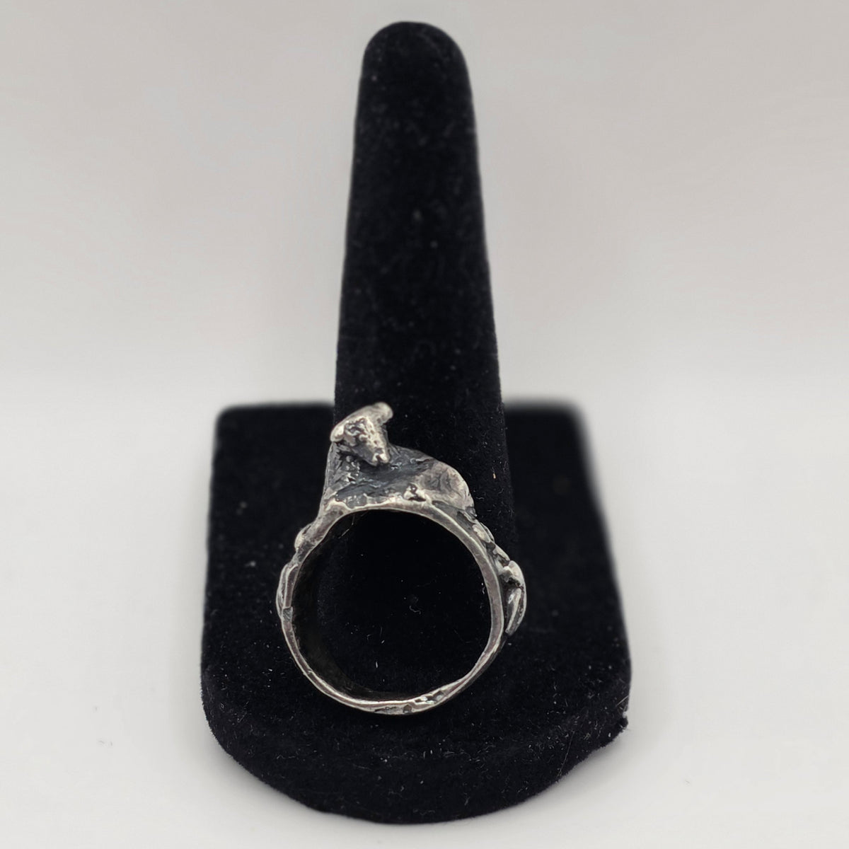 Antique 925 Sterling Silver Handmade Farm Animal Ring Size 7 Artisan Folk Art
