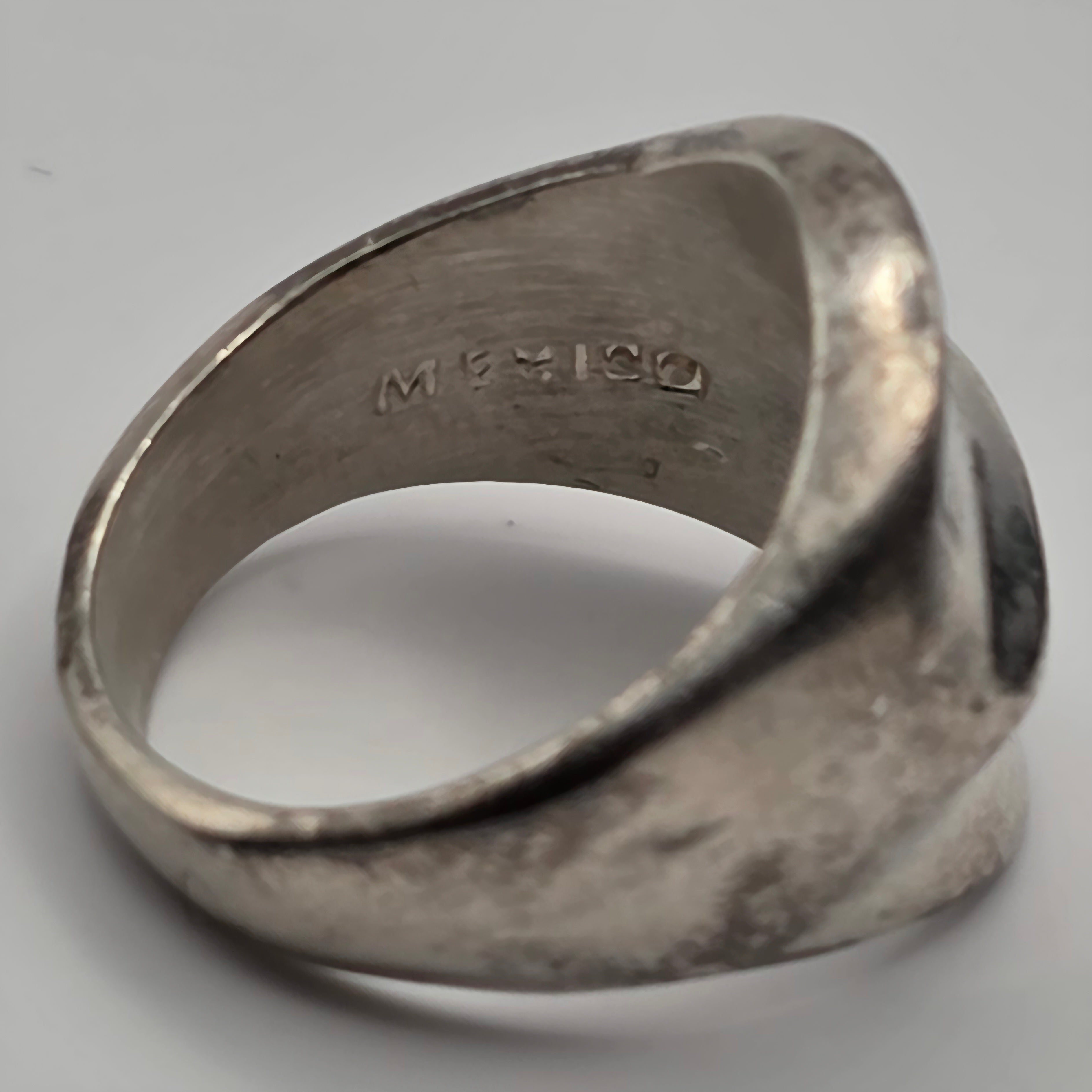 Vintage Taxco Mexico TF-25 925 Sterling Silver Modernist Ring Size 6 10.42g