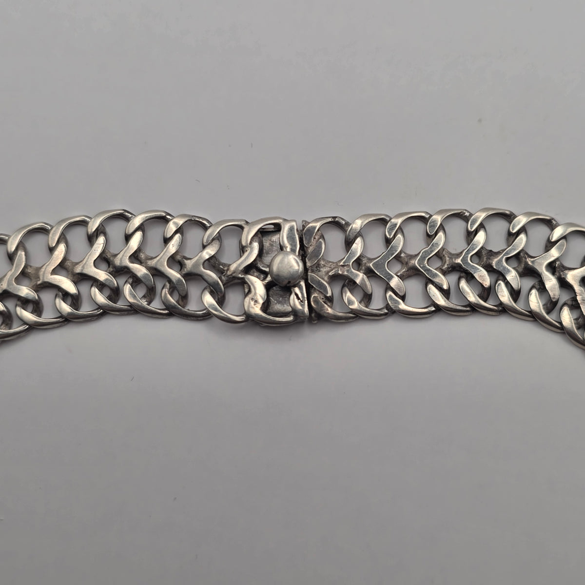 Vintage Mexico 925 Sterling Silver Bismarck Panther Mesh Choker Necklace 29.42g