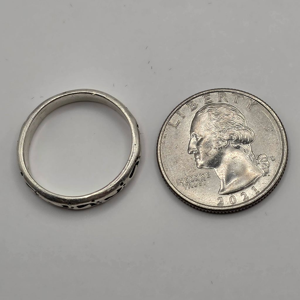 925 Sterling Silver Baby Footprints Ring Size 10 Mother’s Keepsake Stacker 3.51g
