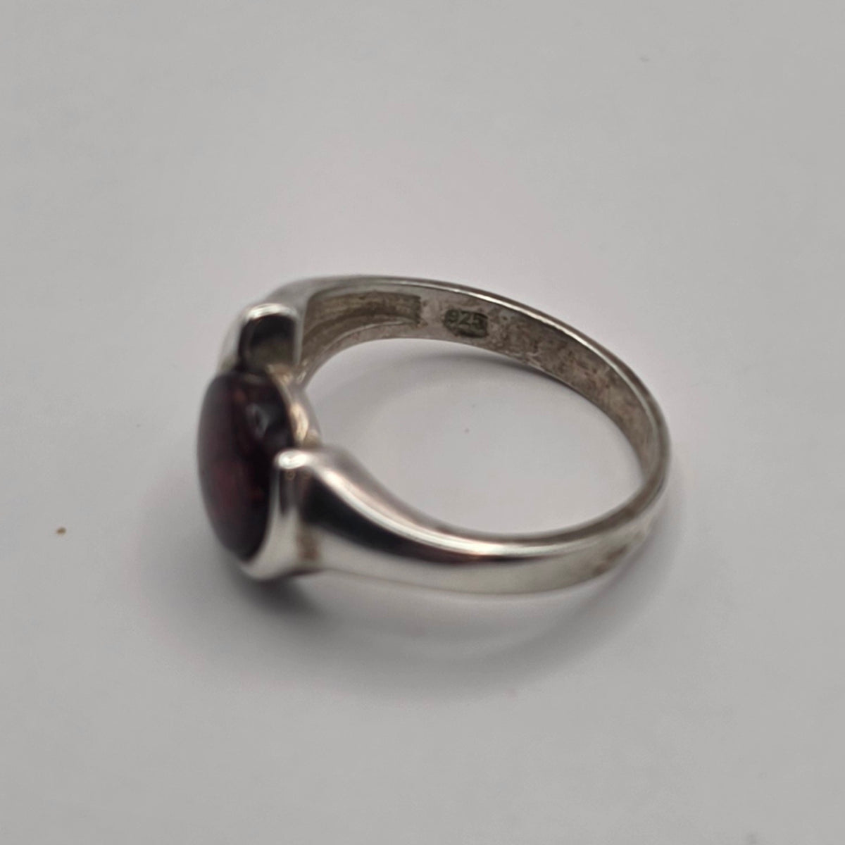 Vintage Round Baltic Amber 925 Sterling Silver Ring Size 5.5