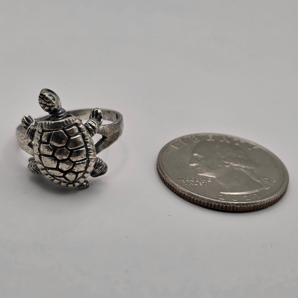 Vintage 925 Sterling Silver Articulated Turtle Ring Movable Size 7 4.82g