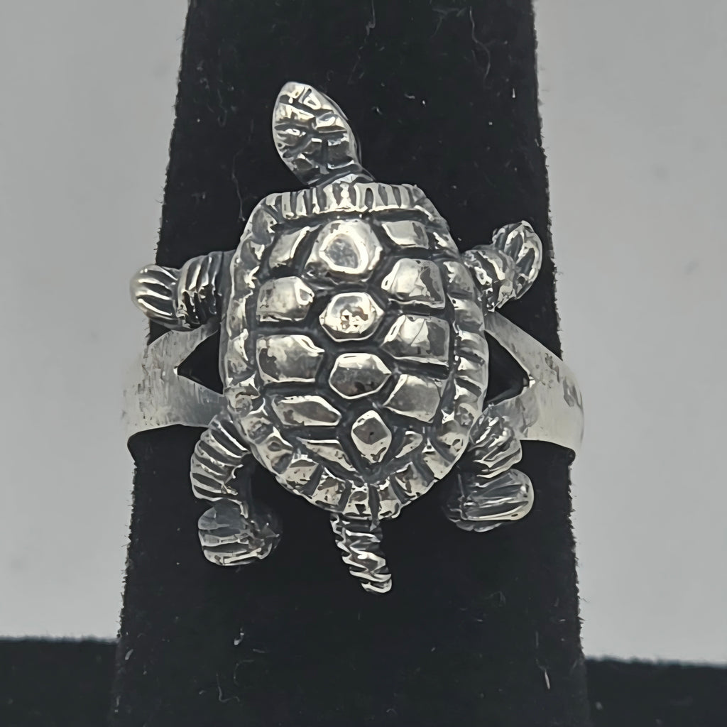 Vintage 925 Sterling Silver Articulated Turtle Ring Movable Head Legs Tail Size 5