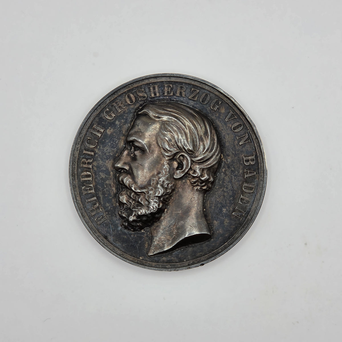 1888 German Baden Friedrich I Grand Duke Sterling Silver Award Medal 42mm 36.5
