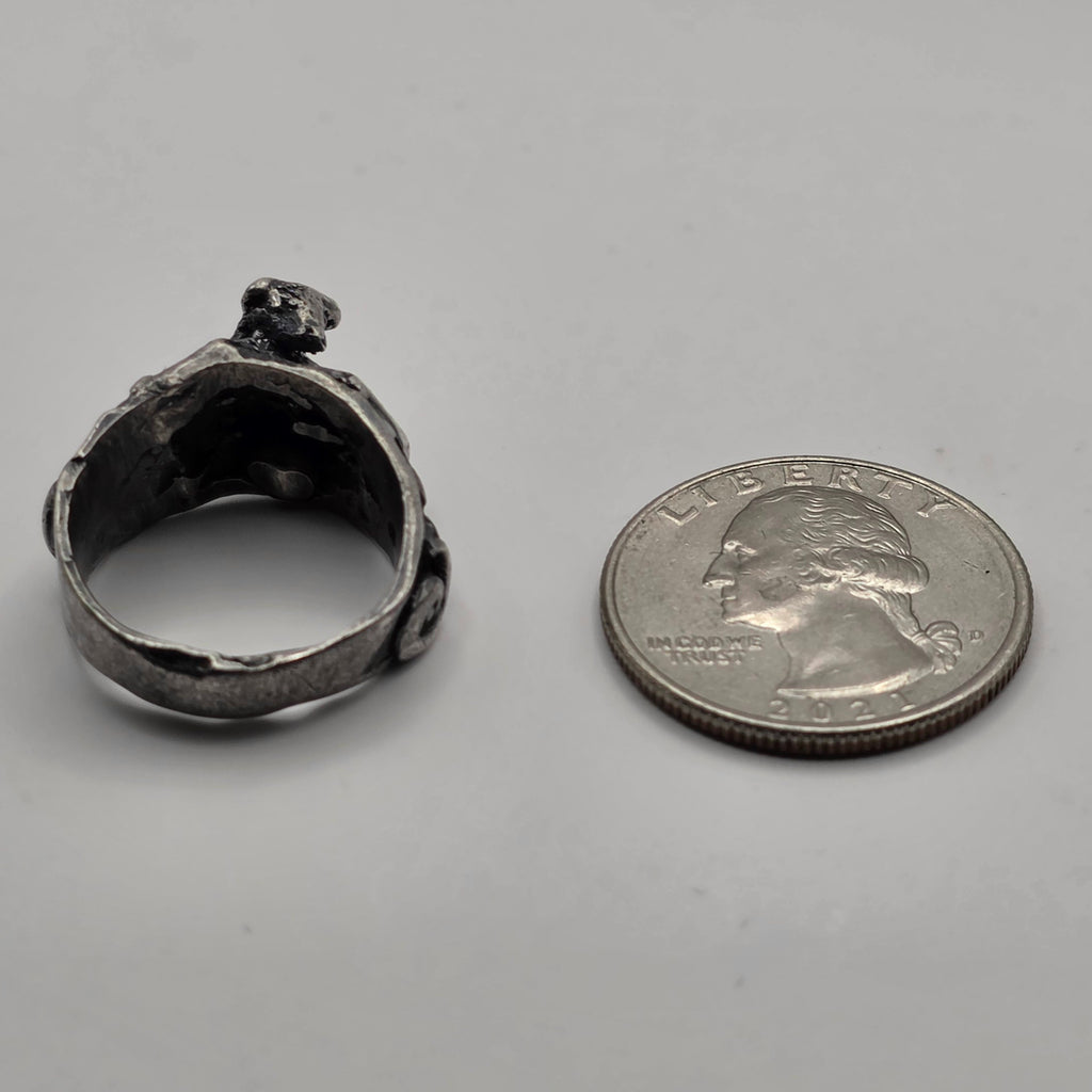 Antique 925 Sterling Silver Handmade Farm Animal Ring Size 7 Artisan Folk Art