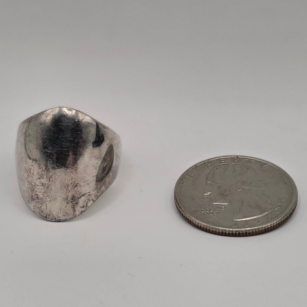 Vintage Taxco TF-55 Mexico 925 Sterling Silver Modernist Dome Ring Size 8 12g