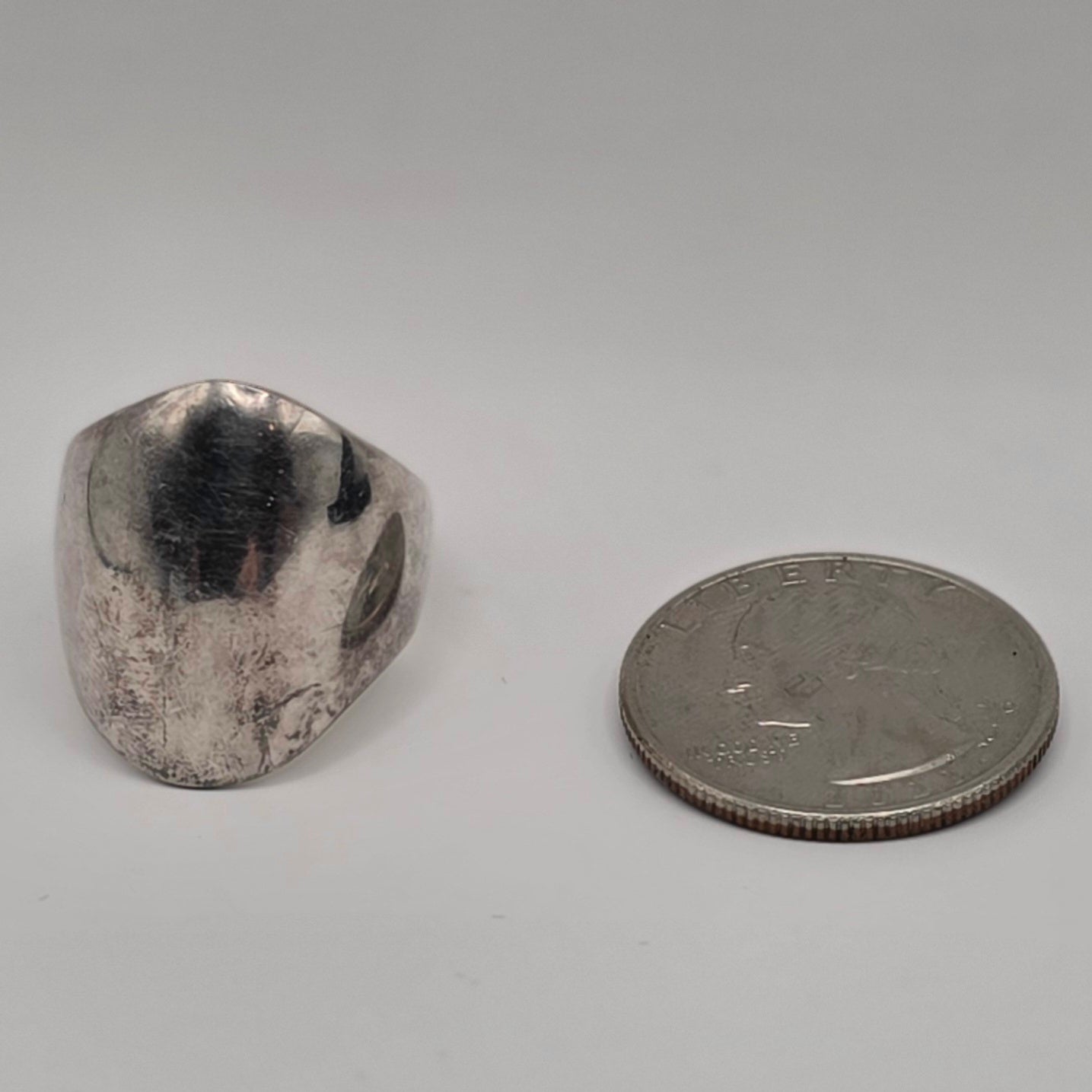 Vintage Taxco TF-55 Mexico 925 Sterling Silver Modernist Dome Ring Size 8 12g