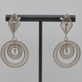 925 Sterling Silver Filigree Spiral Circle Dangle Earrings 45mm 4.36g
