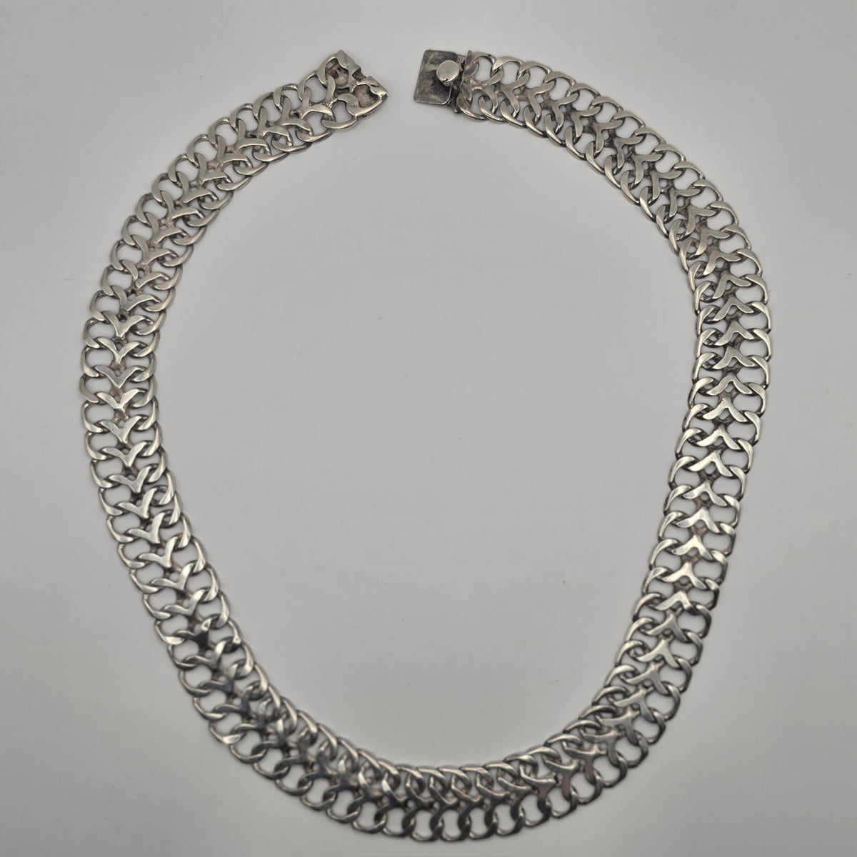 Vintage Mexico 925 Sterling Silver Bismarck Panther Mesh Choker Necklace 29.42g