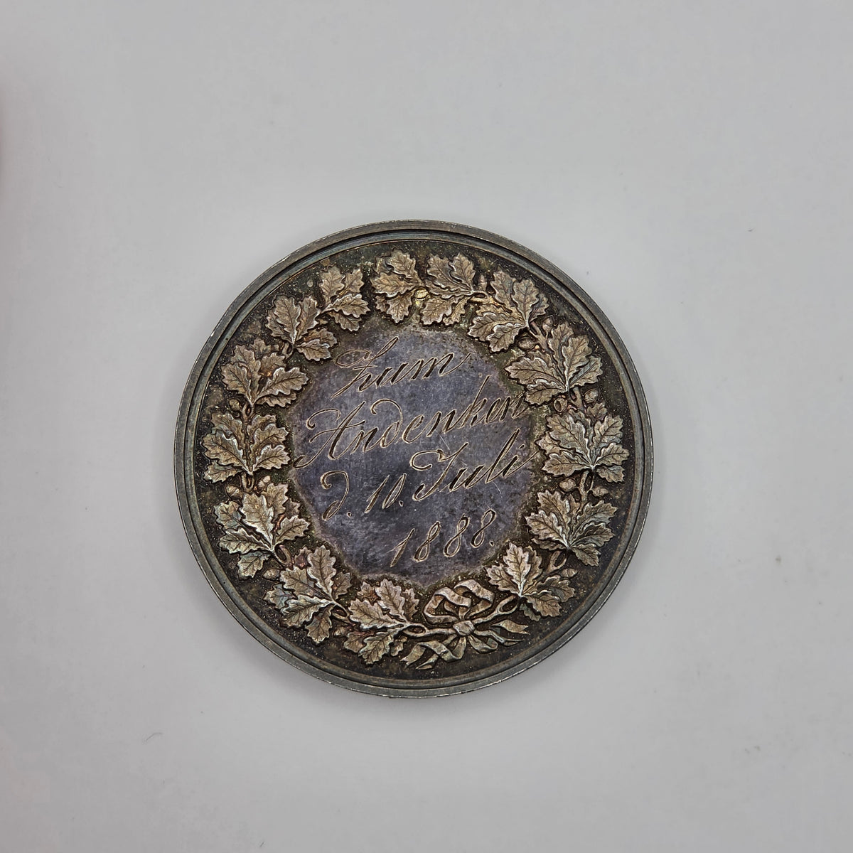 1888 German Baden Friedrich I Grand Duke Sterling Silver Award Medal 42mm 36.5