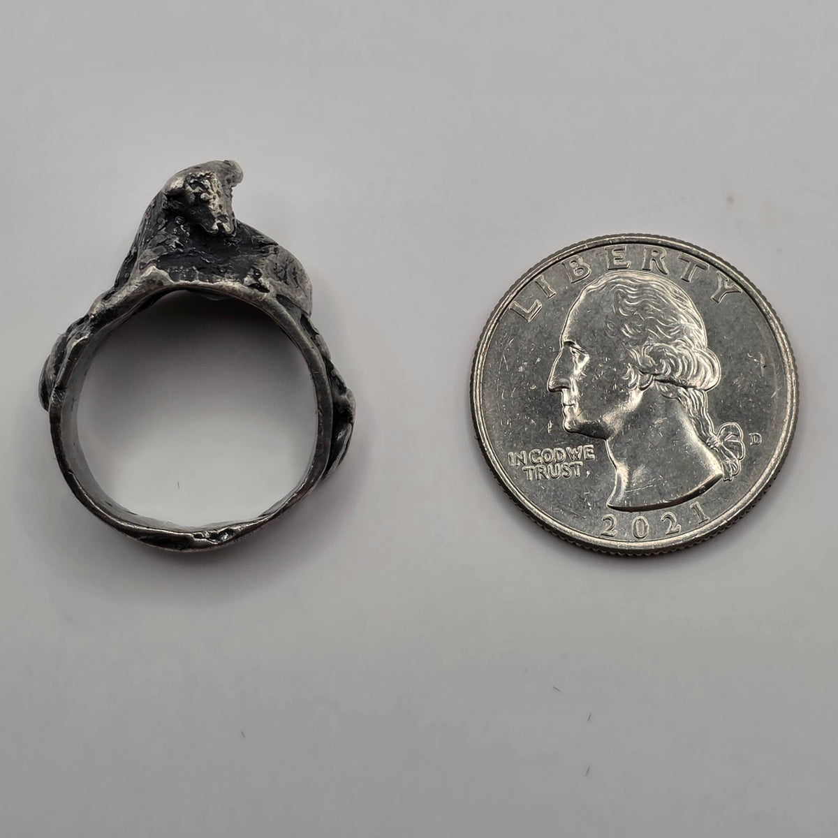Antique 925 Sterling Silver Handmade Farm Animal Ring Size 7 Artisan Folk Art