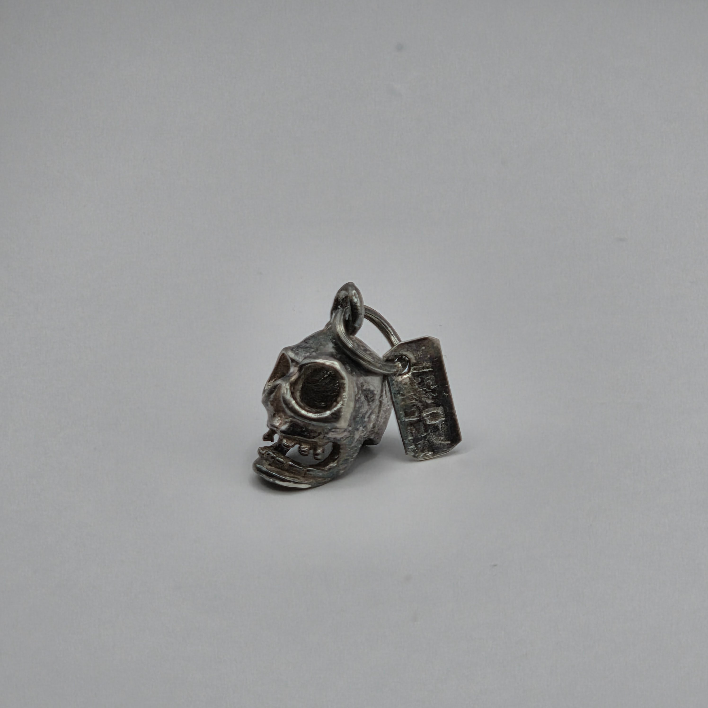 Vintage 925 Sterling Silver 3D Skull Charm Pendant