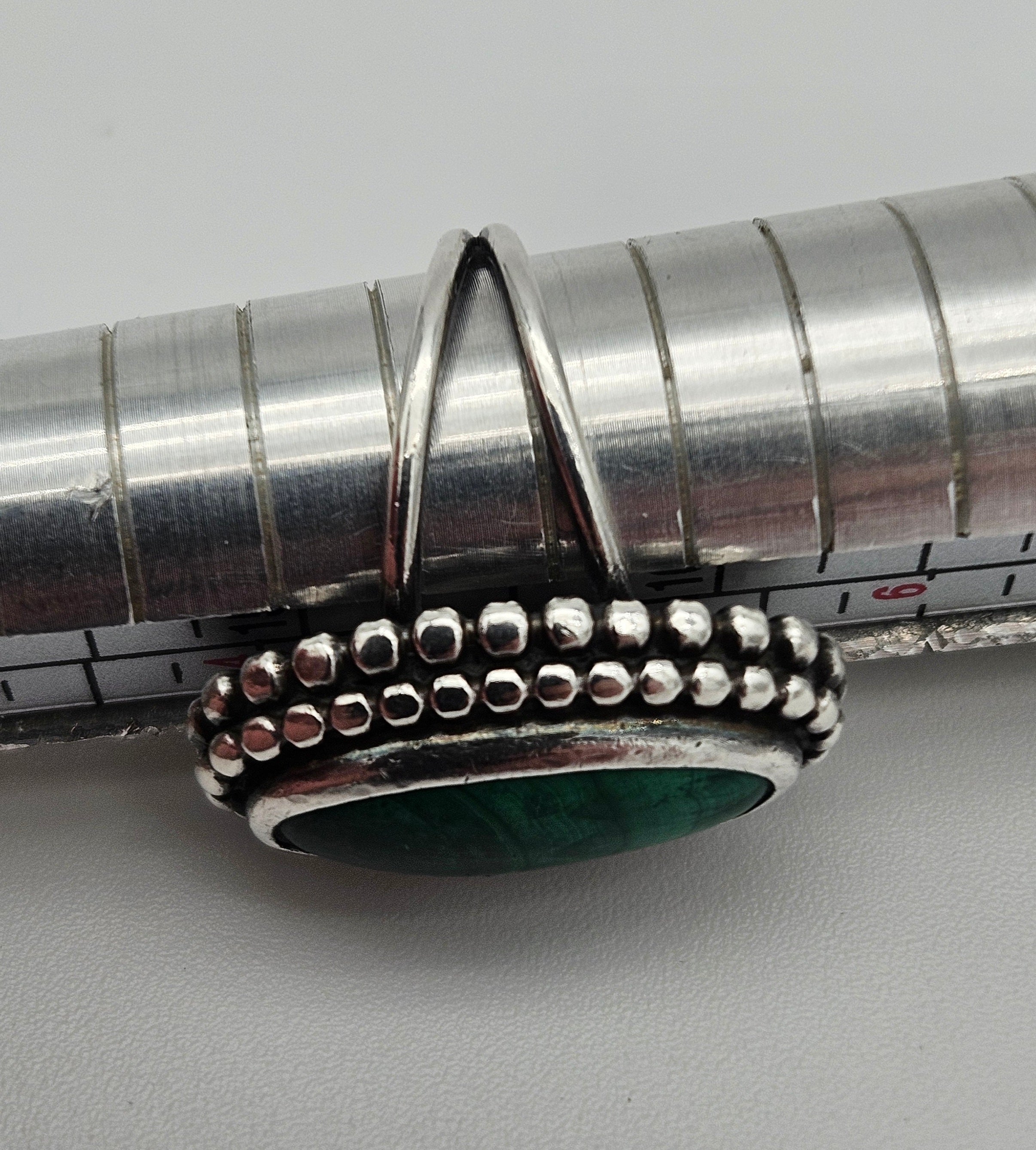 Malachite Sterling Silver 925 Vintage Navajo Ring Size 5