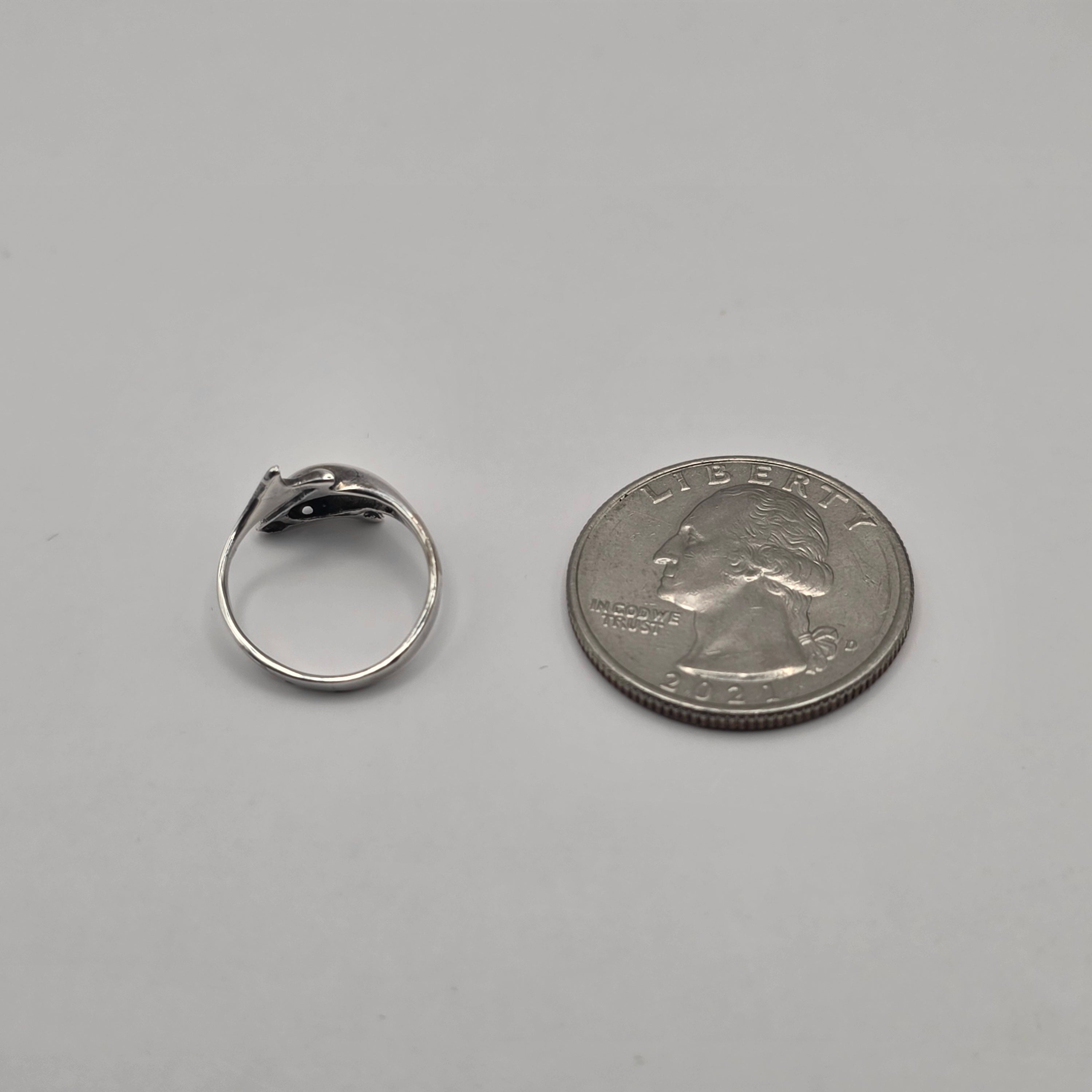 925 Sterling Silver Dolphin Wrap Ring Size 2.5 – 1.40g Ocean Marine Jewelry