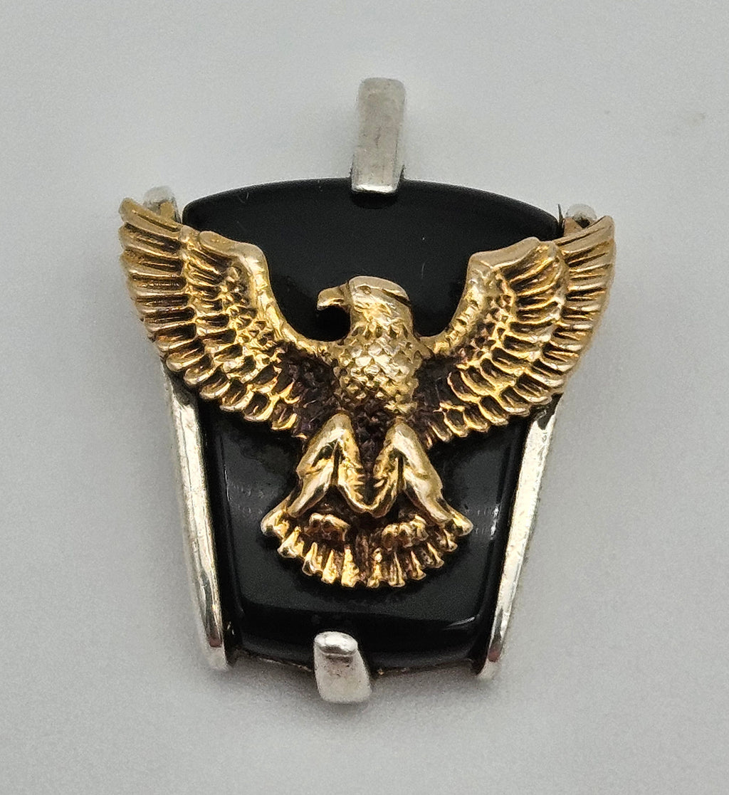 10k Gold Eagle Franklin Mint Sterling Silver Onyx Pendant