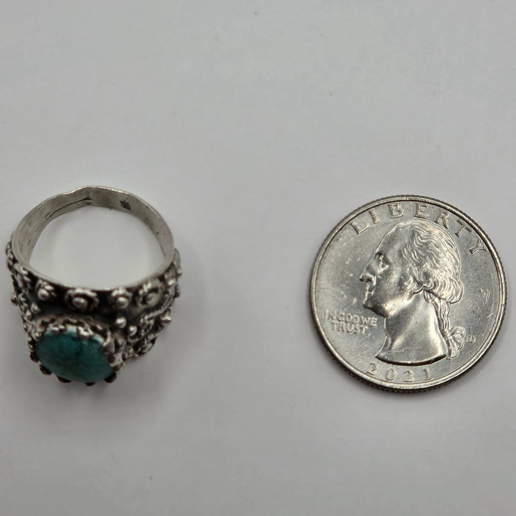 Vintage 925 Sterling Silver Turquoise Ring Size 7 7.23g Damaged Scrap Repair
