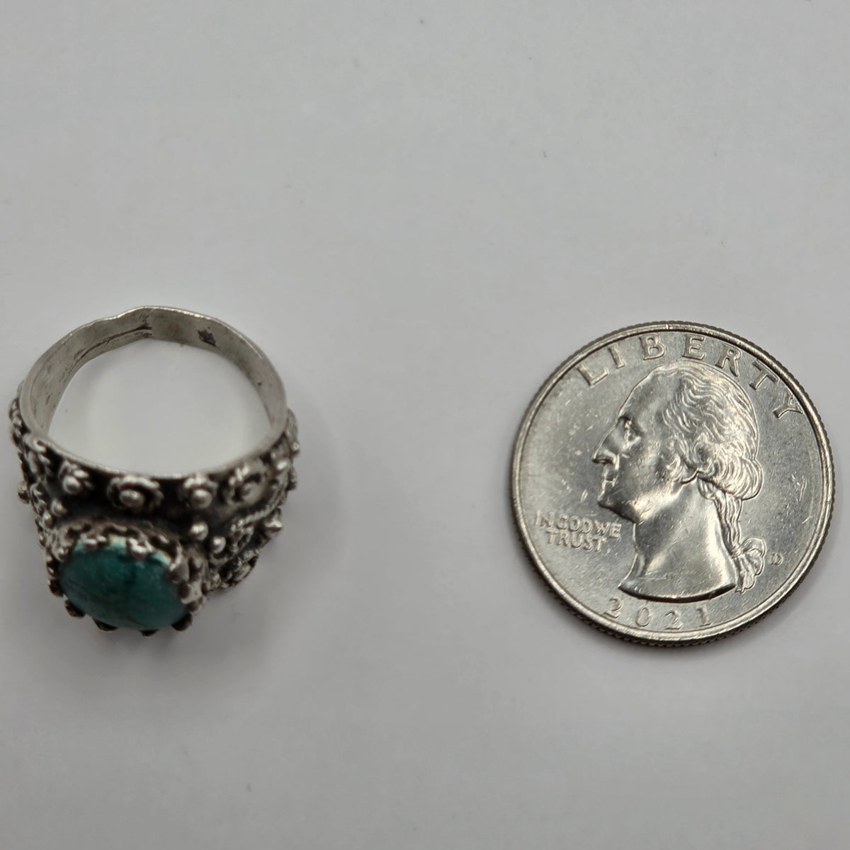 Vintage 925 Sterling Silver Turquoise Ring Size 7 7.23g Damaged Scrap Repair