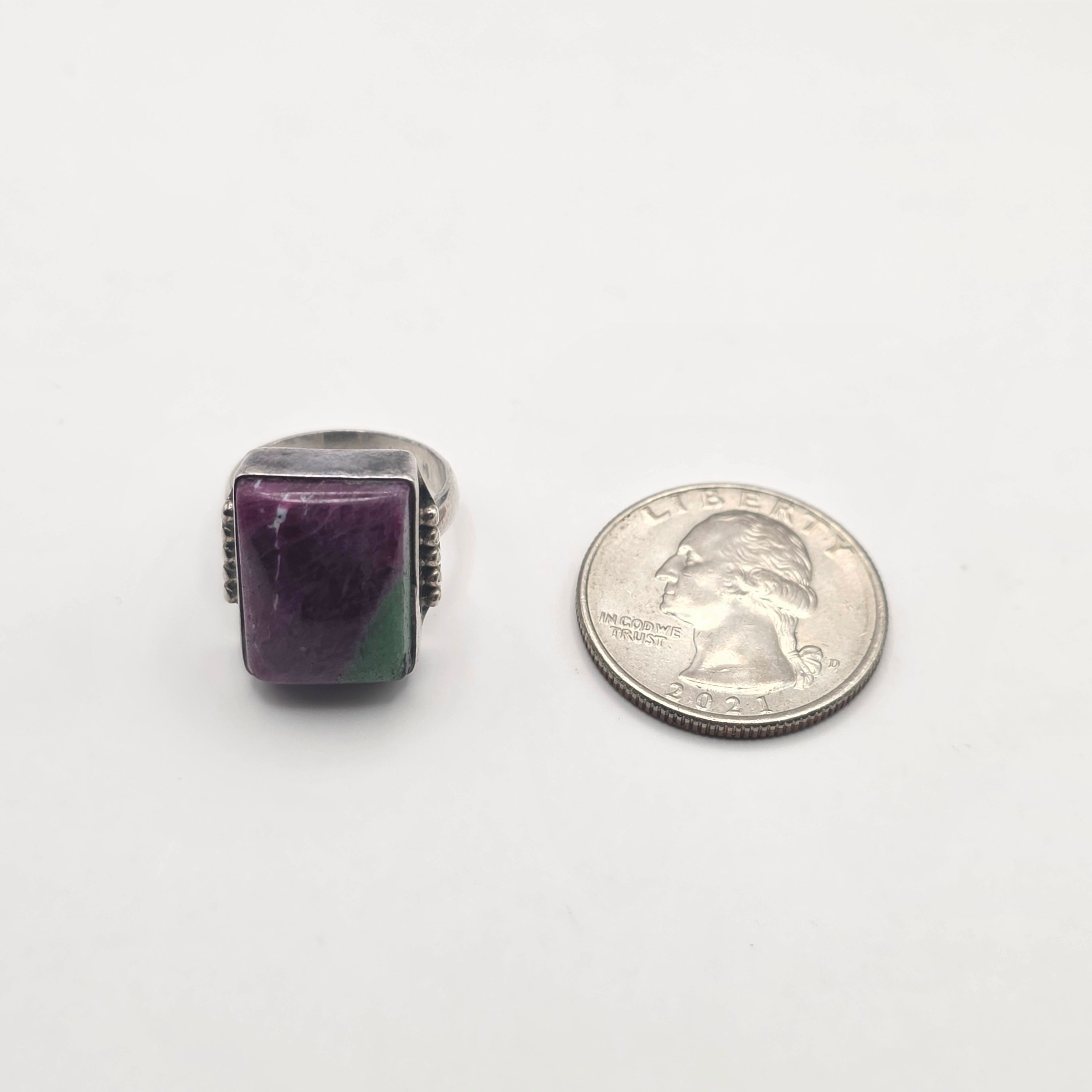 Vintage Ruby Zoisite Sterling Silver 925 Ring – Size 5 – 6.80g