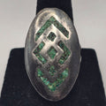 Vintage 925 Sterling Silver Green Turquoise Mosaic Inlay Ring Size 7.5