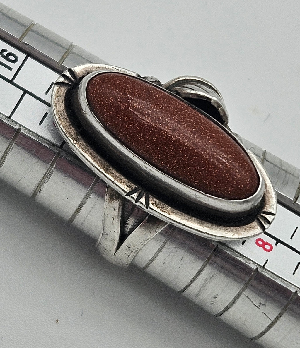 Goldstone Sterling Silver 925 Navajo Ring Size 7