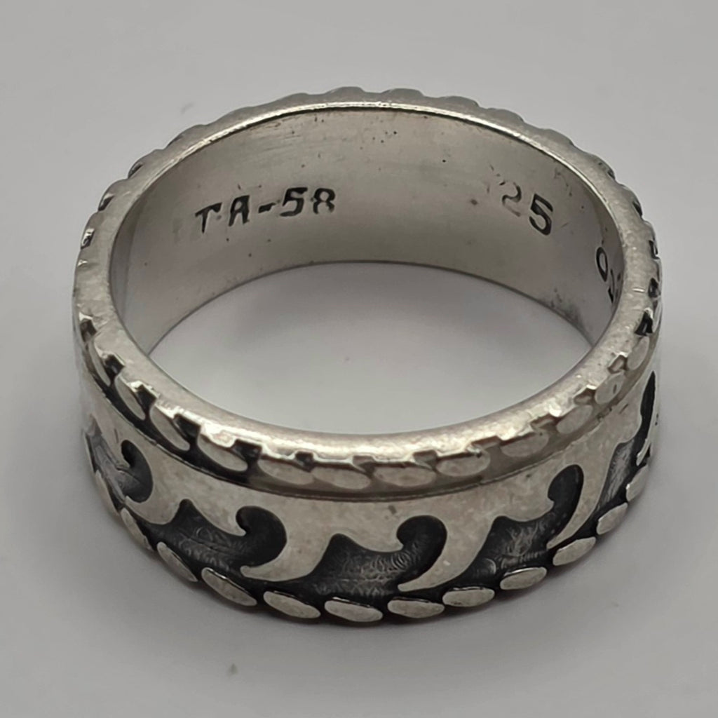 Taxco Mexico 925 Sterling Silver Wave Band Ring TA-58 Size 8 6.93g