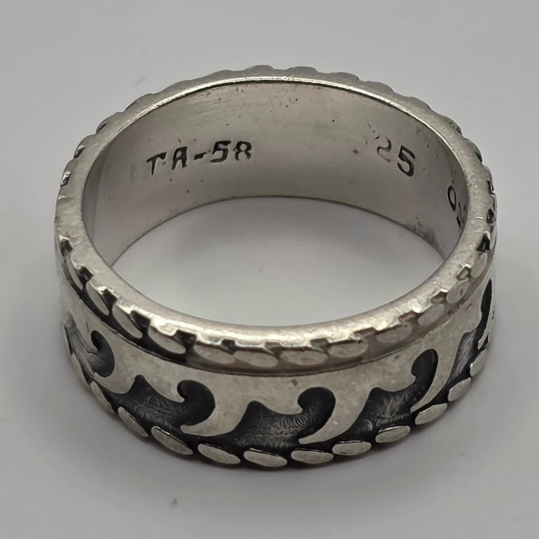 Taxco Mexico 925 Sterling Silver Wave Band Ring TA-58 Size 8 6.93g