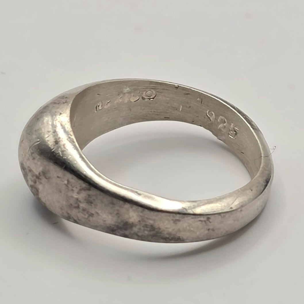 Vintage 1980s Taxco Mexico TF-05 925 Sterling Silver Modernist Ring Size 8 6.66g