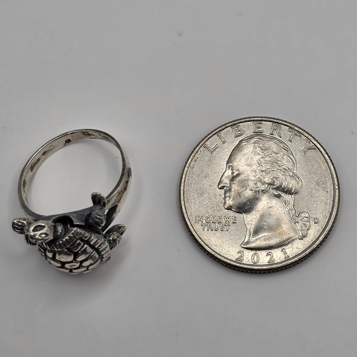 Vintage 925 Sterling Silver Articulated Turtle Ring Movable Head Legs Tail Size 5