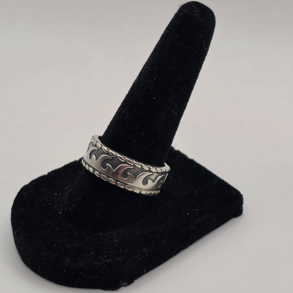 Taxco Mexico 925 Sterling Silver Wave Band Ring TA-58 Size 8 6.93g