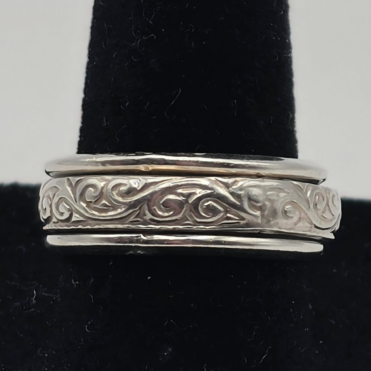 Mexico 925 Sterling Silver Spinner Fidget Ring Scroll Design Size 8 7.83g