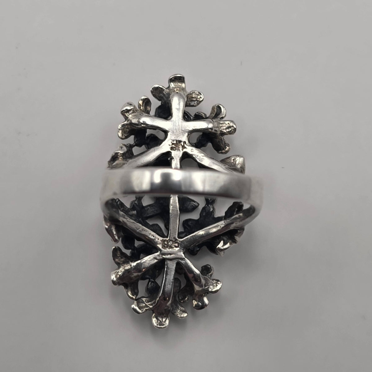 925 Sterling Silver Floral Statement Ring Openwork Flower Garden Size 7