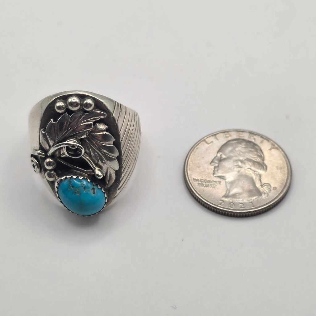 Kingman Turquoise Annie Chapo Navajo Size 11.5 Ring Sterling Silver
