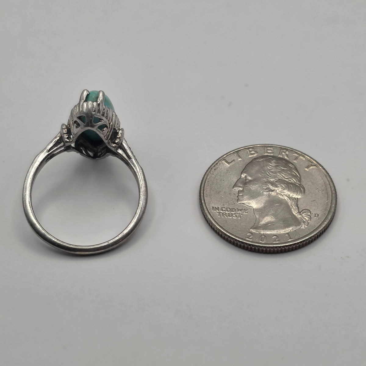 Turquoise 925 Sterling Silver Ring Size 8