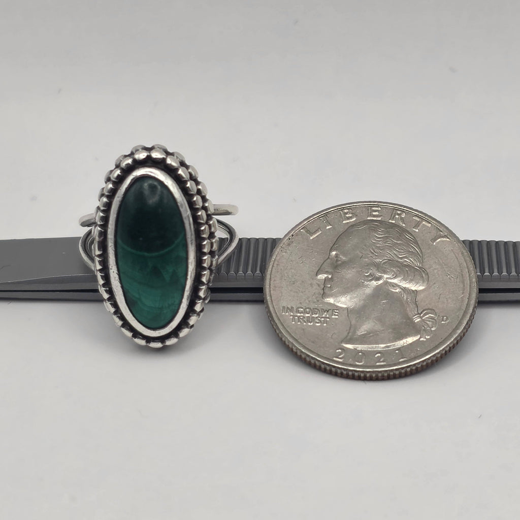 Malachite Sterling Silver 925 Vintage Navajo Ring Size 5