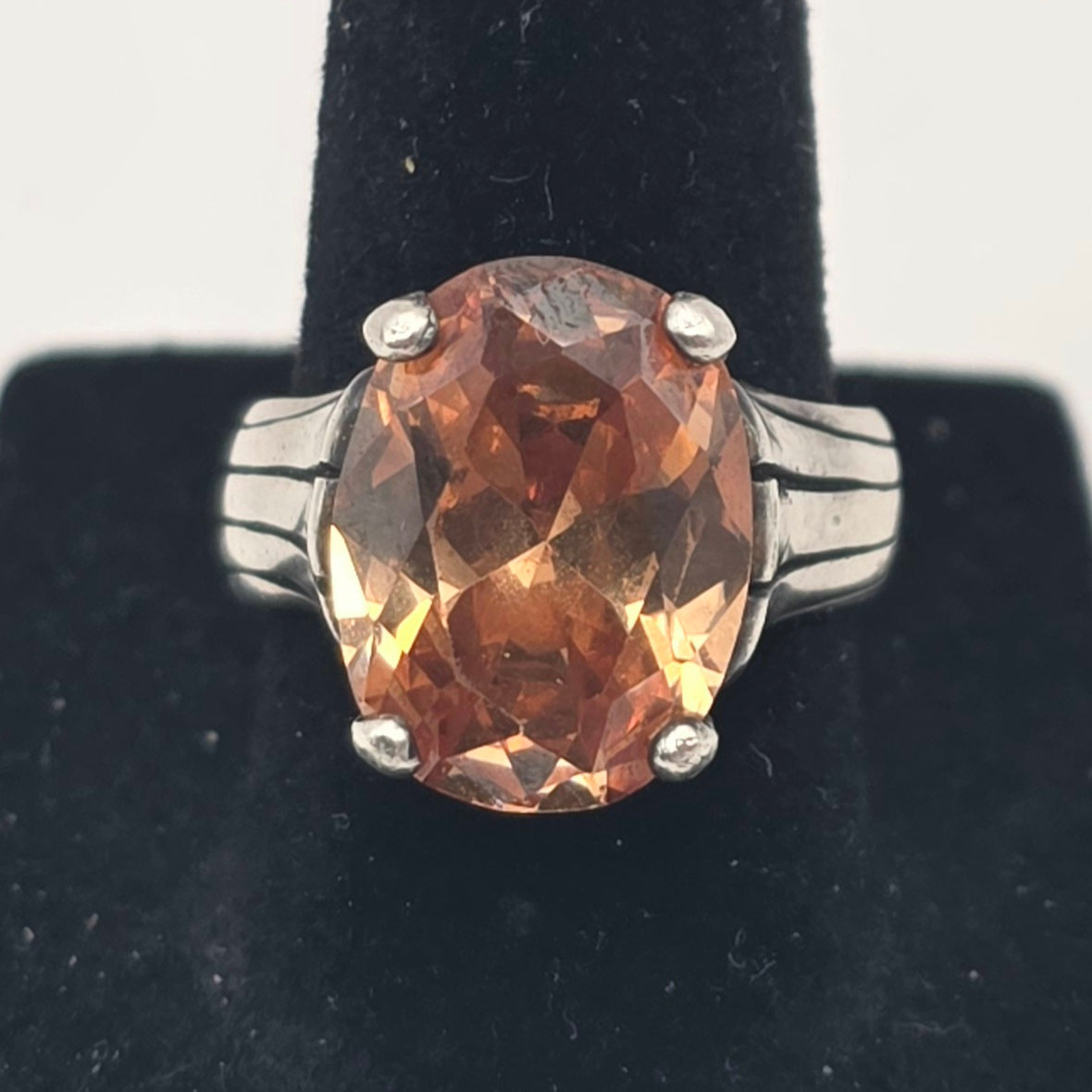 Silpada Sterling Silver Champagne CZ Statement Ring 925