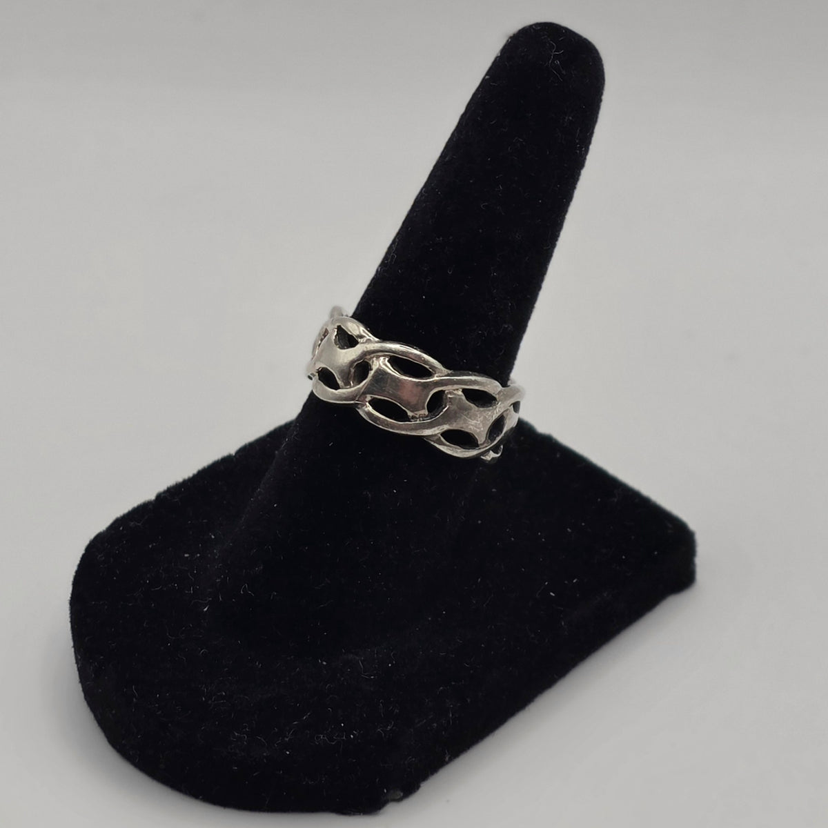 925 Sterling Silver Openwork Infinity Link Band Ring Size 5.5 7.7mm 5.68g