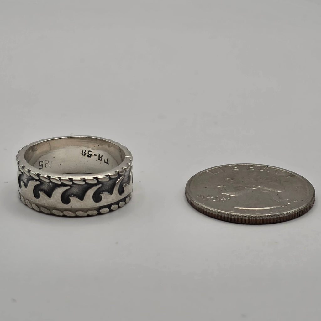 Taxco Mexico 925 Sterling Silver Wave Band Ring TA-58 Size 8 6.93g