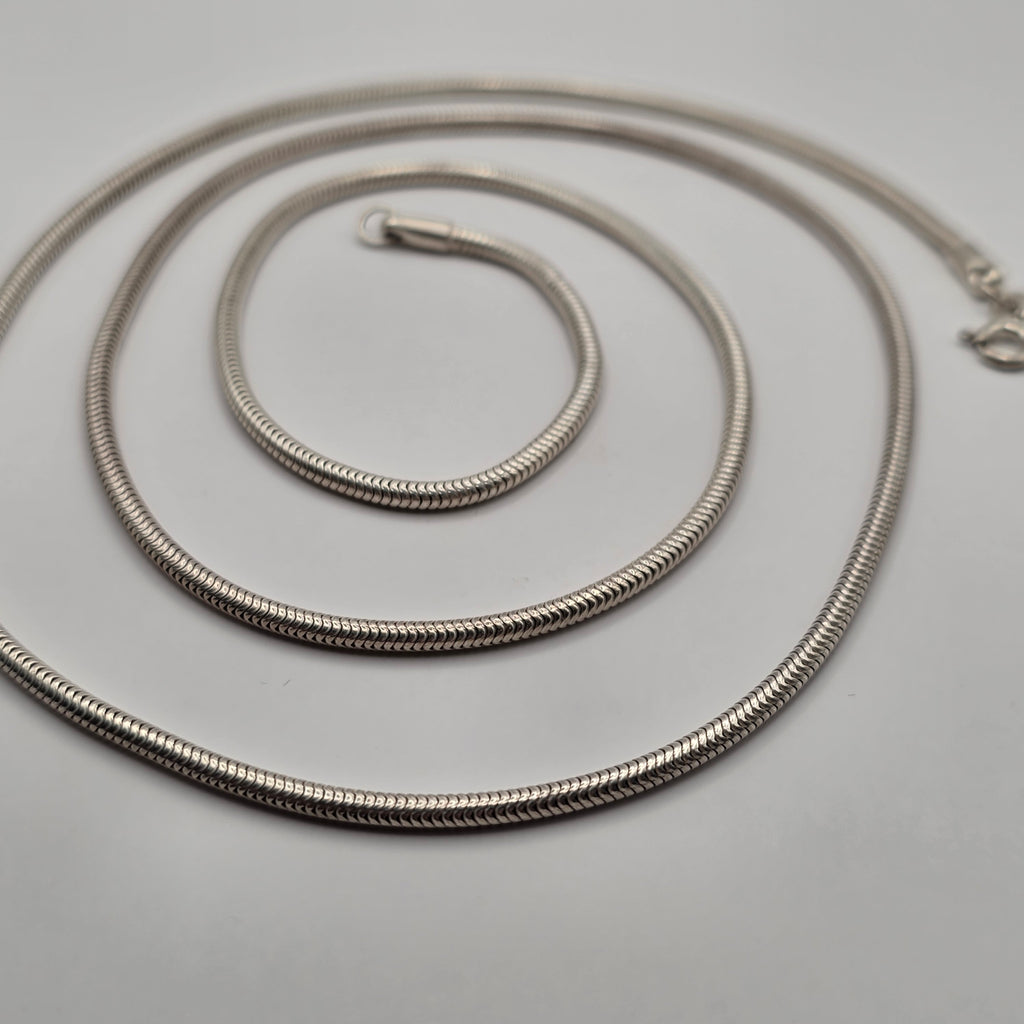 925 Sterling Silver 30" Round Snake Chain Necklace 2.3mm Heavy 22.74g