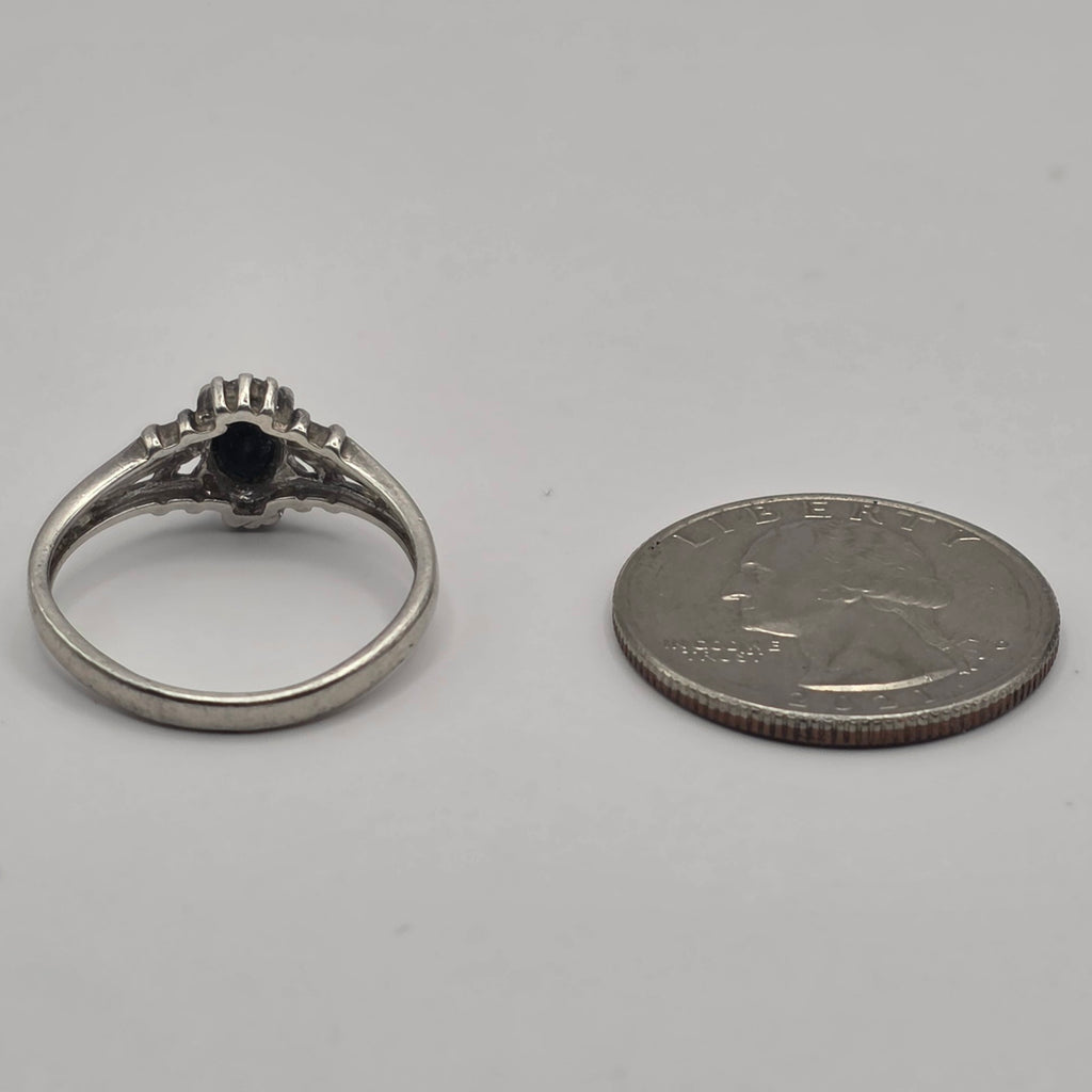 Oval Blue Sapphire 925 Sterling Silver Ring Size 8.5