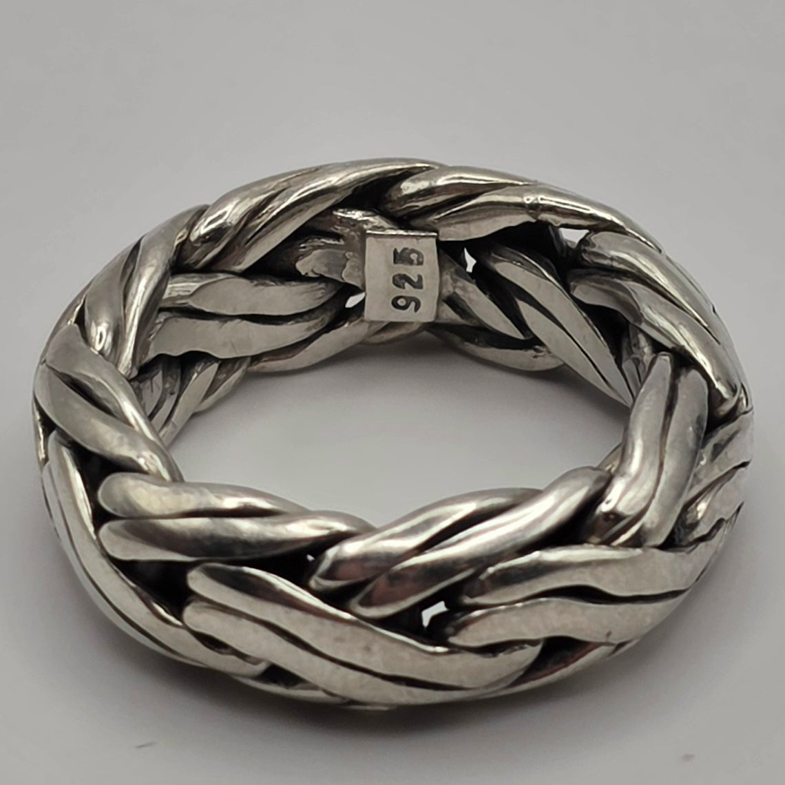 925 Sterling Silver Braided Woven Chain Band Ring Size 9 8mm 15.00g