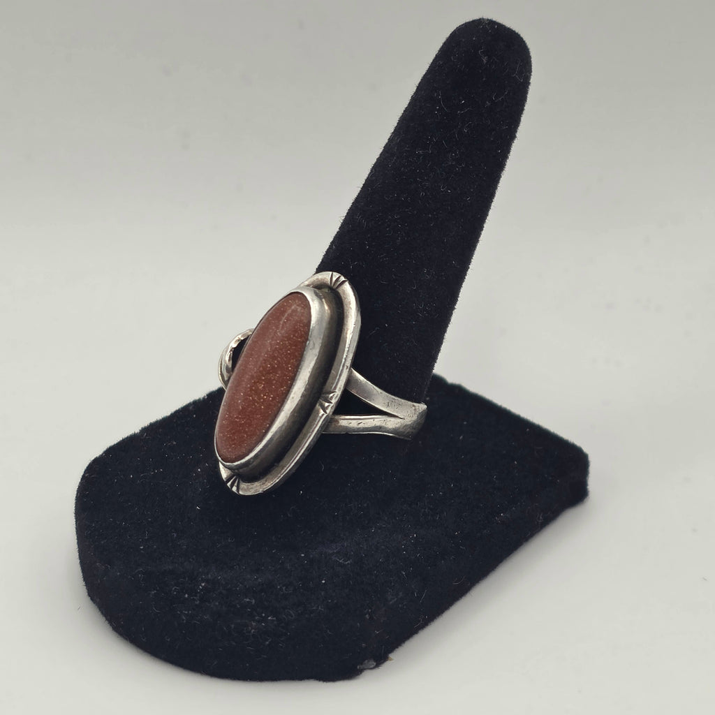 Goldstone Sterling Silver 925 Navajo Ring Size 7