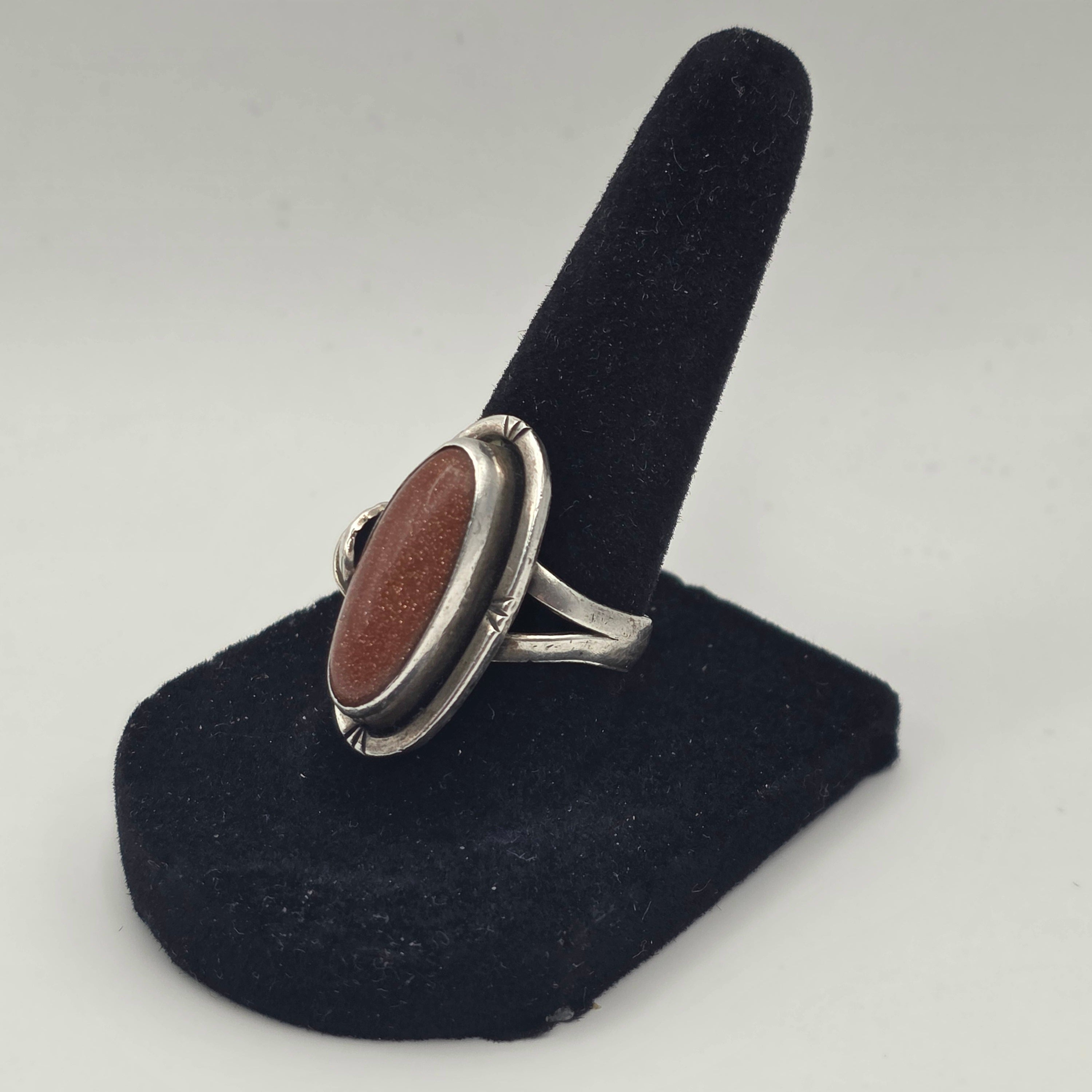 Goldstone Sterling Silver 925 Navajo Ring Size 7