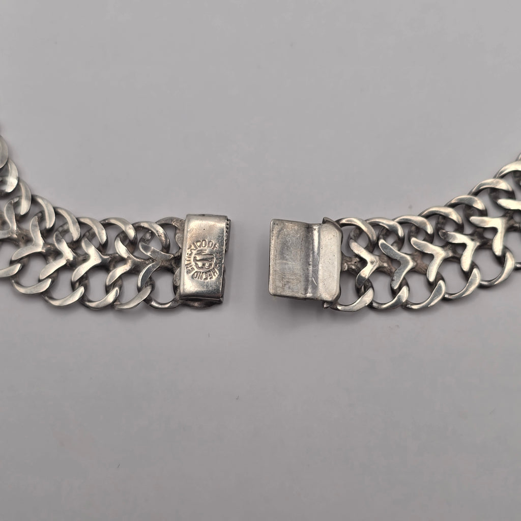 Vintage Mexico 925 Sterling Silver Bismarck Panther Mesh Choker Necklace 29.42g