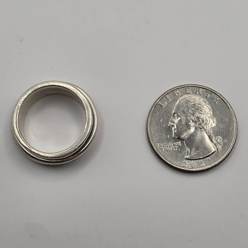 925 Sterling Silver Spinner Fidget Ring Size 7 Wide 7.5mm Band 8.16g