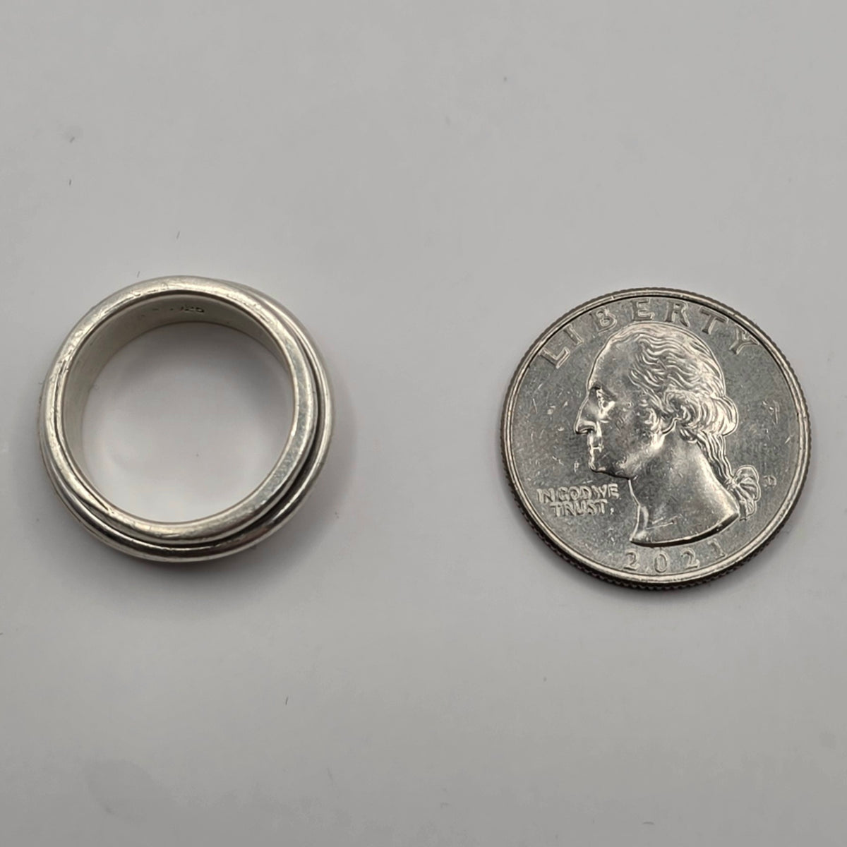 925 Sterling Silver Spinner Fidget Ring Size 7 Wide 7.5mm Band 8.16g