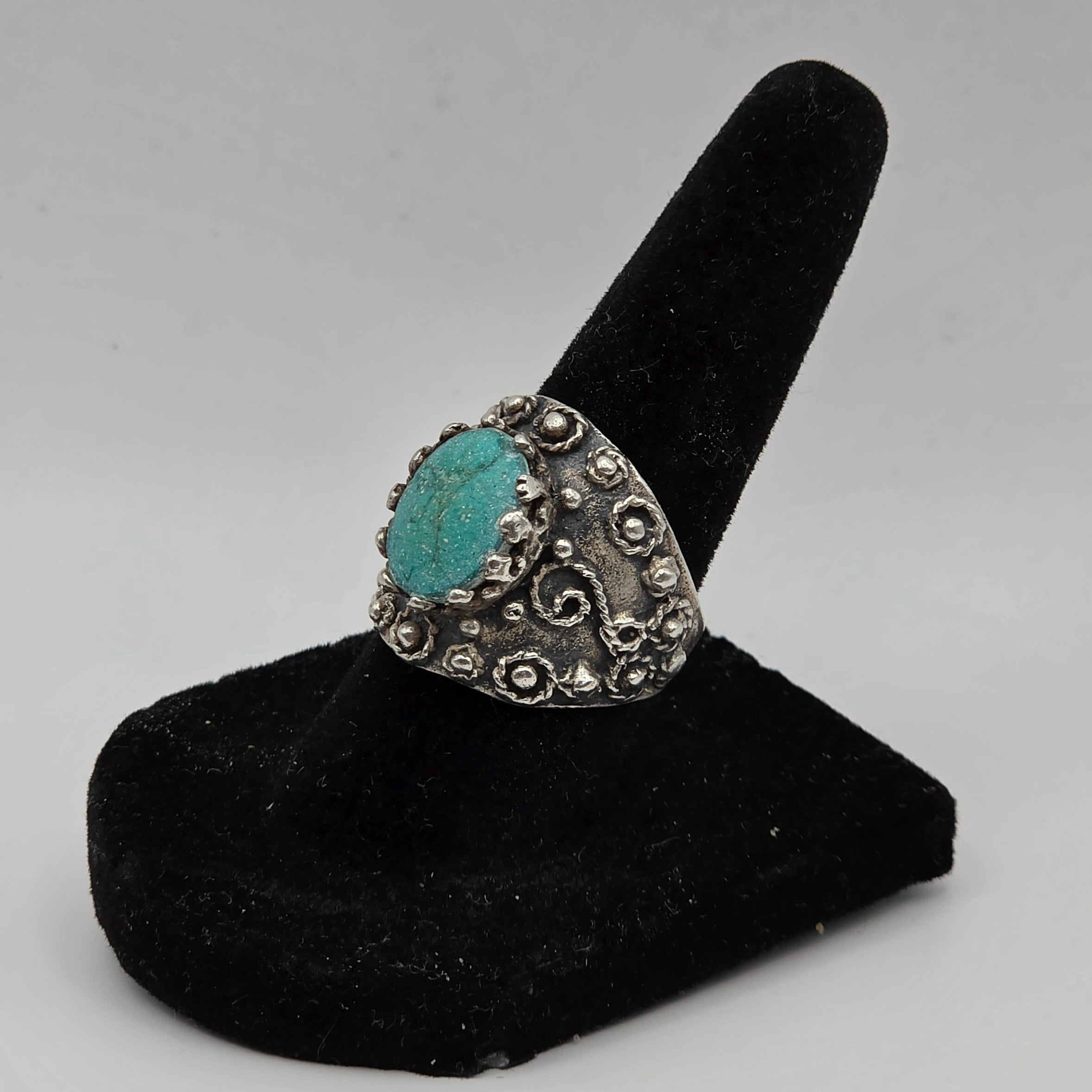 Vintage 925 Sterling Silver Turquoise Ring Size 7 7.23g Damaged Scrap Repair