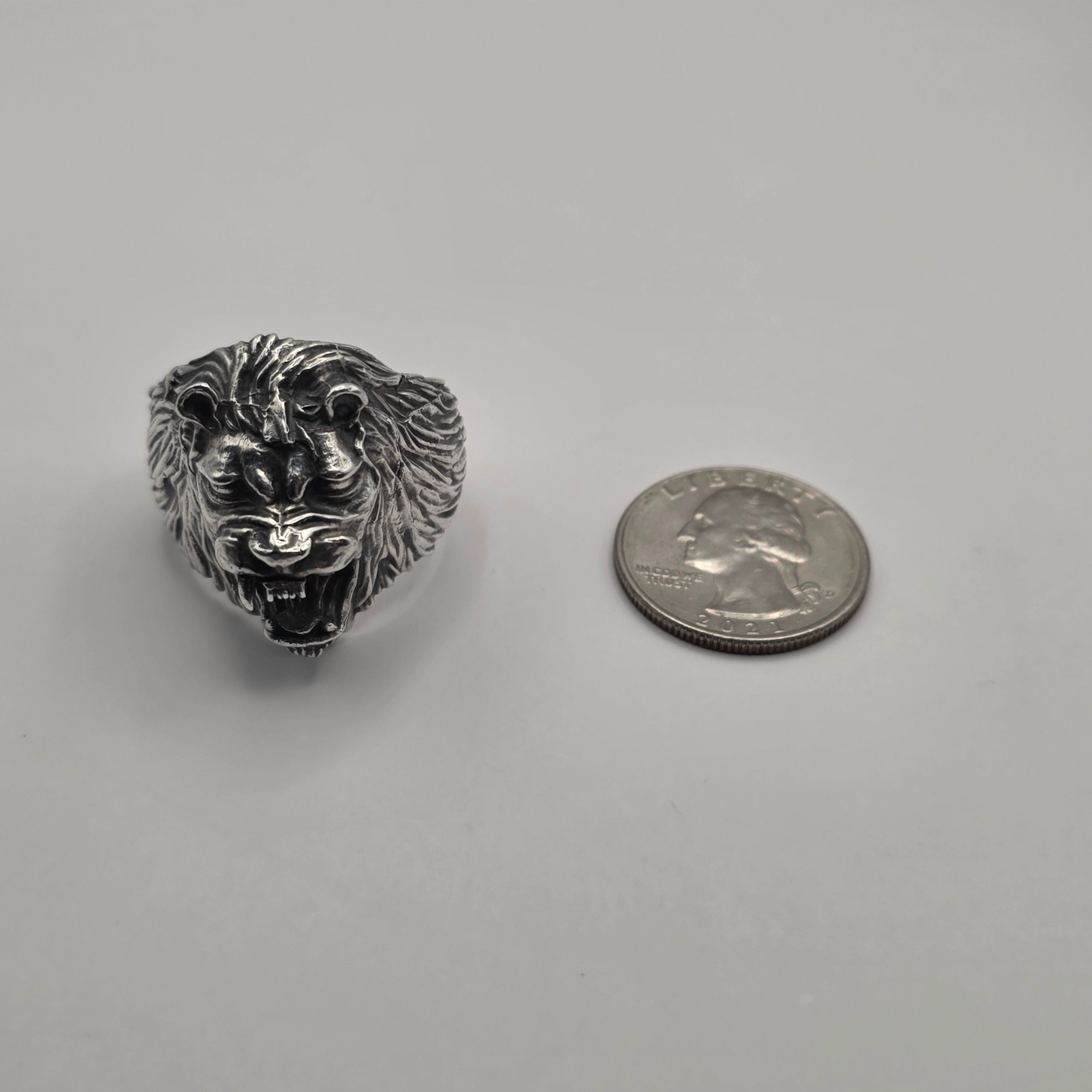 Lion Men's Ring Size 13.5 Heavy 925 Sterling Silver