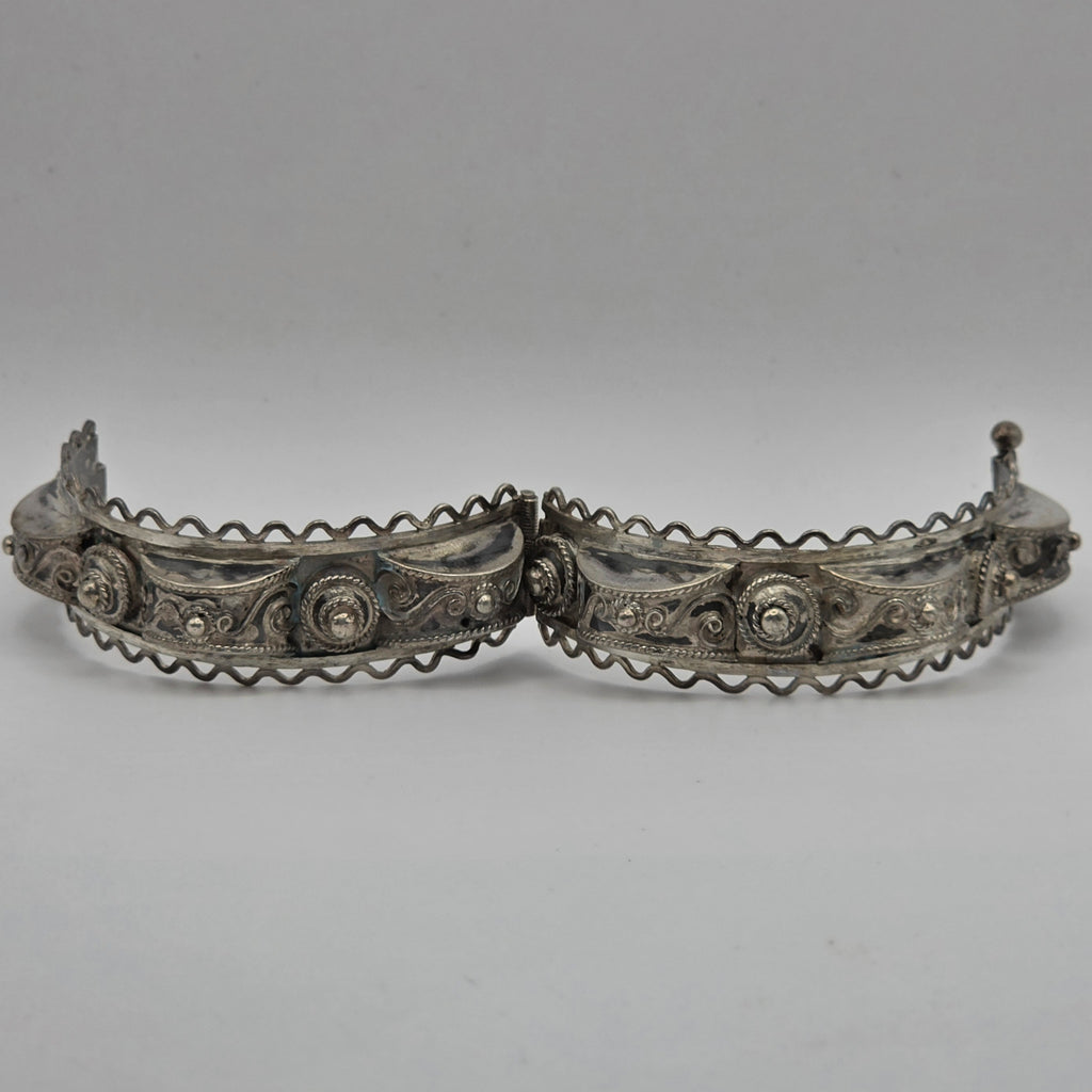 Vintage 925 Sterling Silver Hinged Filigree Bangle Bracelet 30.58g 6" Ornate